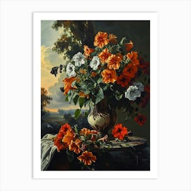Baroque Floral Still Life Petunia 4 Art Print