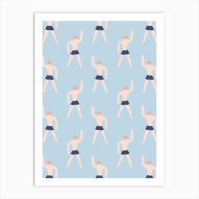 Swimming Boy Pattern Art Print