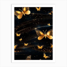 Golden Butterflies Wallpaper 5 Art Print