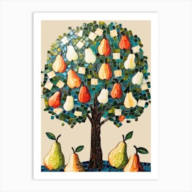 Mosaic Pear Tree Art Print