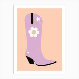 Cowboy Boot | 07 – Orange And Lilac Art Print