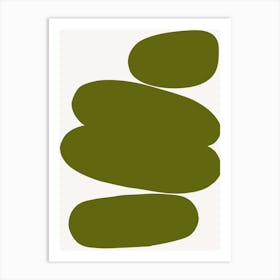 Abstract Bauhaus Shapes Olive Art Print