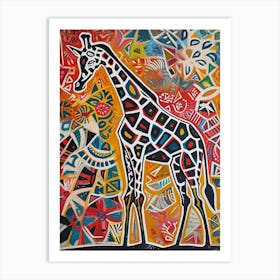 Colourful Giraffe With Patterns 5 Art Print