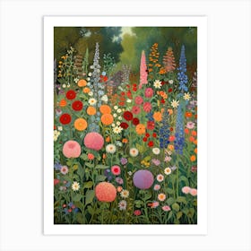 Gustav Klimt Flower Wildflowers Art Print