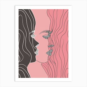 Abstract Portrait Series Pink And White 6 Art Print