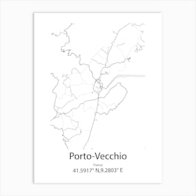 Porto Vecchio,France Minimalist Map Art Print