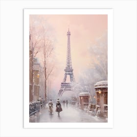 Dreamy Winter Painting Paris France 1 Art Print