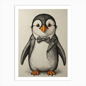 Penguin In Tuxedo 2 Art Print