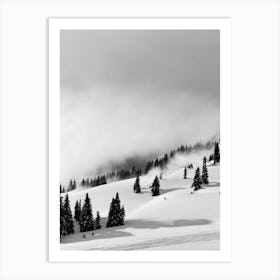 Avoriaz, France Black And White Skiing Poster Art Print