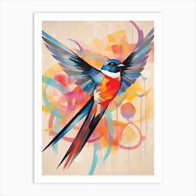Bird Painting Collage Swallow 1 Art Print