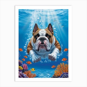 Bulldog Under The Sea 4 Art Print