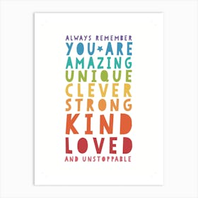 Always Remember You Are Amazing Art Print