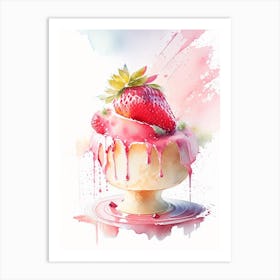 Strawberry Soufflé, Dessert, Food Storybook Watercolours 2 Art Print