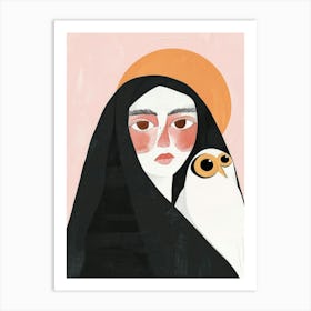 Woman With An Owl Art Print