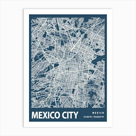 Mexico City Blueprint City Map 1 Art Print