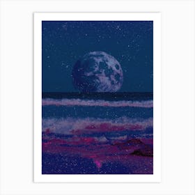 Sea Moon Ocean Collage Art Print