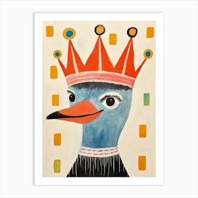 Little Ostrich Wearing A Crown Art Print