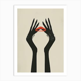 Modern art of Hands and Lips Art Print