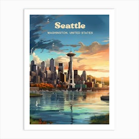 Seattle Washington USA Cityscape Travel Art Art Print