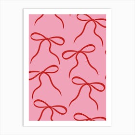 Red Bows On A Pink Background pretty Art Print