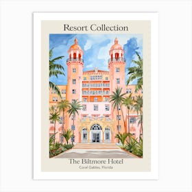 Poster Of The Biltmore Hotel   Coral Gables, Florida   Resort Collection Storybook Illustration 2 Art Print