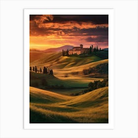 Sunset In Tuscany 2 Art Print