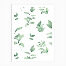 Watercolor Leaves Seamless Pattern Art Print