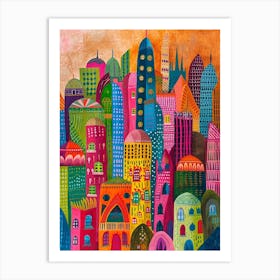 Kitsch Colourful Mumbai Cityscape 2 Art Print