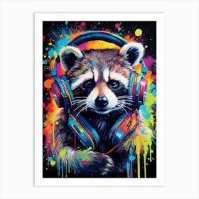 A Dj Raccoon Vibrant Paint Splashot 1 Art Print