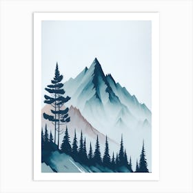 Mountain And Forest In Minimalist Watercolor Vertical Composition 320 Art Print