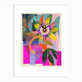 Passionflower 3 Neon Flower Collage Poster Art Print