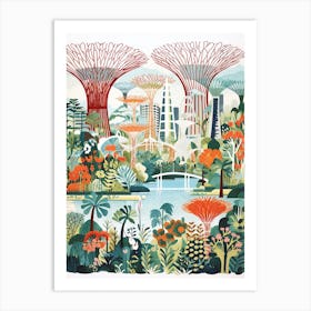 Gardens By The Bay Singapore Modern Illustration 1 Art Print