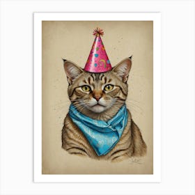 Birthday Cat Art Print