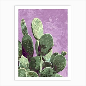 Cactus On A Purple Background 2 Art Print