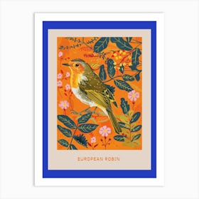 Spring Birds Poster European Robin 2 Art Print