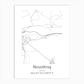 Neuotting,Germany Minimalist Map Art Print