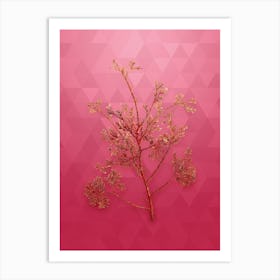 Vintage Atlantic White Cypress Botanical in Gold on Viva Magenta n.0063 Art Print