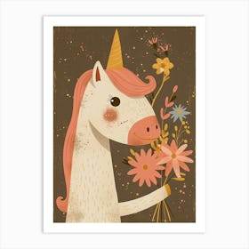 Unicorn Holding A Bouquet Of Flowers Art Print