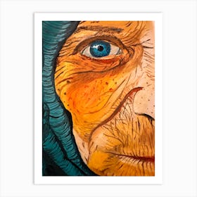 Old Woman With Blue Eyes Art Print