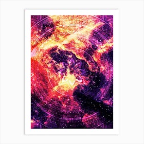 Cosmic mandala #7 - space neon poster Art Print