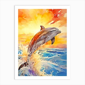 Dolphin Jumping Out Of The Water Art Print