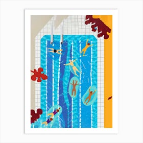 Autumn Fall Swimming Pool Art Print