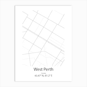 West Perth,Canada Minimalist Map Art Print