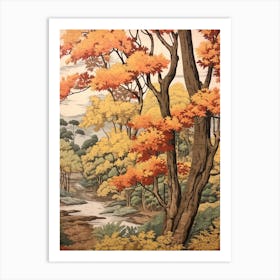 Poplar 1 Vintage Autumn Tree Print  Art Print