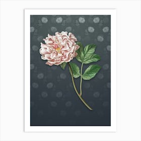 Vintage Tree Peony Botanical on Slate Gray Pattern n.0739 Art Print