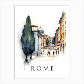 Watercolor Sketch Of Rome Art Print