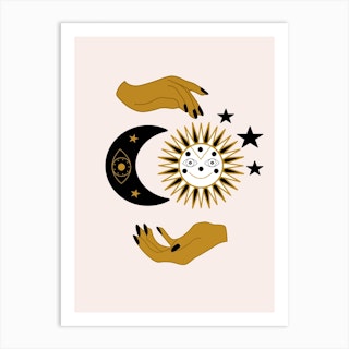 Hands Sun Moon And Stars Art Print
