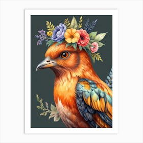 Bird With Flower Crown 13 Art Print