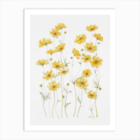 Yellow Cosmos Flowers Art Print