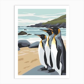 King Penguin Boulders Beach Simons Town Minimalist Illustration 3 Art Print